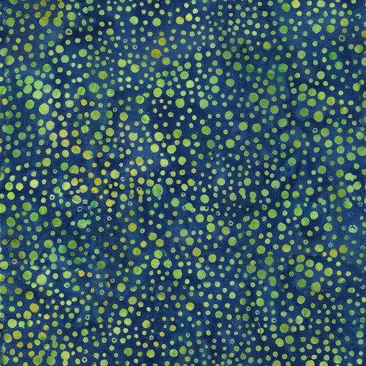 Ornate Gems - Speckle-Navy/Lime | 100% Cotton Island Batik Fabric