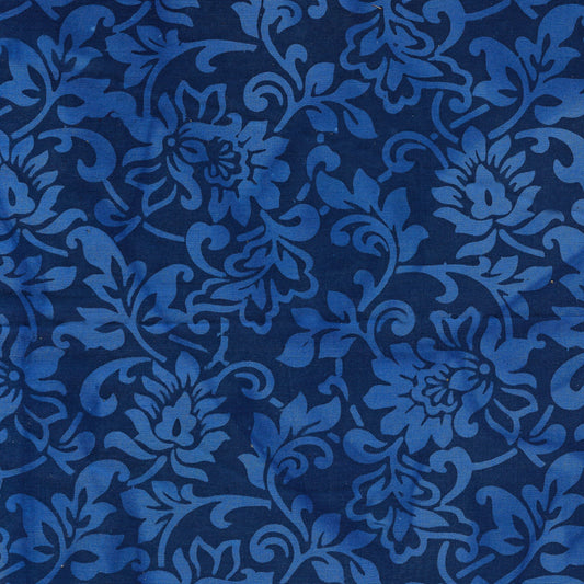 Ornate Gems - Large Floral-Blue | 100% Cotton Island Batik Fabric