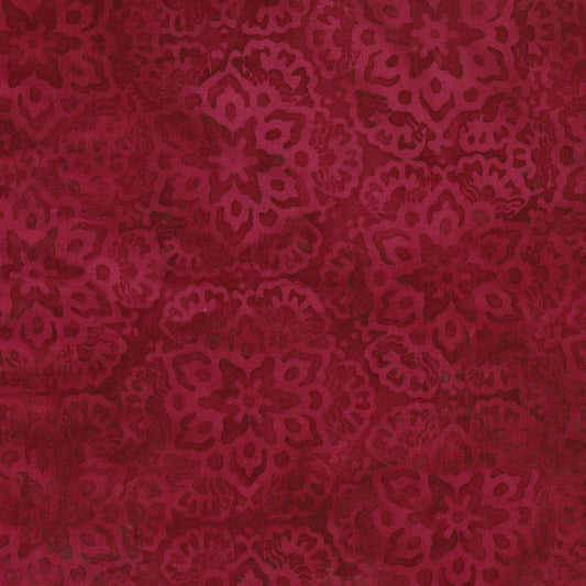 Ornate Gems - Floral Outlines - Dark Pink| 100% Cotton Island Batik Fabric