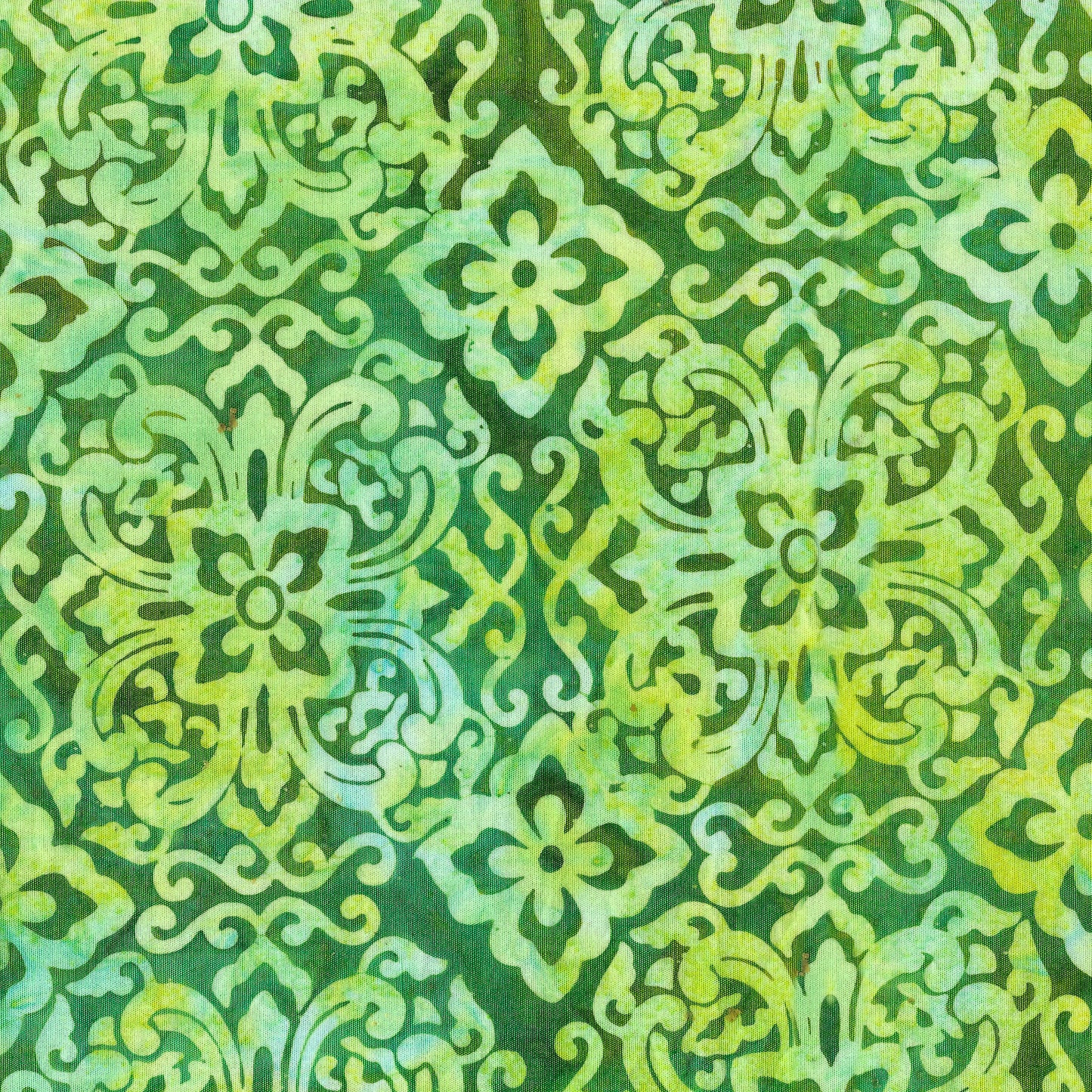 Ornate Gems - Floral Medallions - Green| 100% Cotton Island Batik Fabric