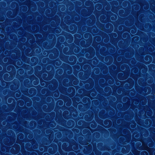 Ornate Gems - Scrolls - Blue| 100% Cotton Island Batik Fabric