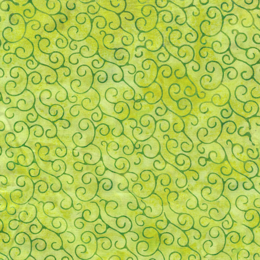 Ornate Gems - Scrolls - Green| 100% Cotton Island Batik Fabric