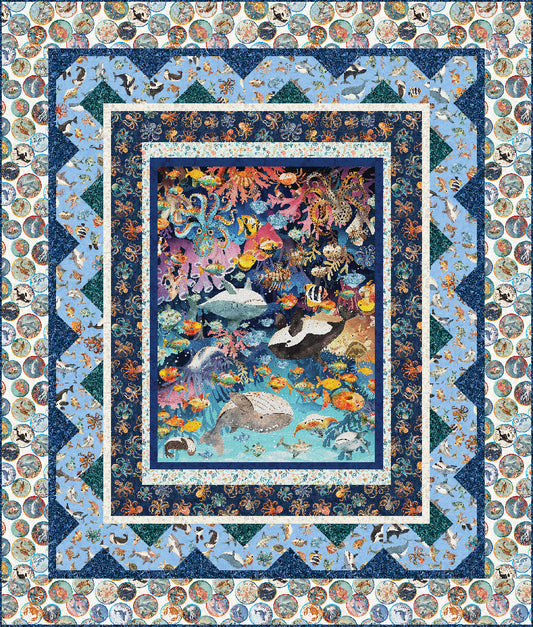 Aquatic Adventure Pieced Quilt Pattern with 36" Panel