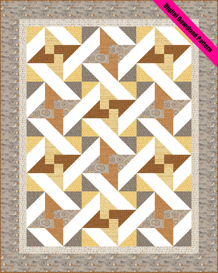 Copper and Gold Pieced Quilt Pattern