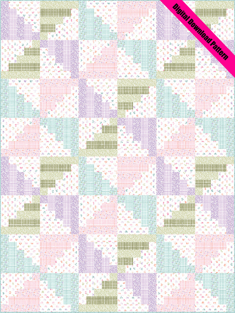 Hearts and Pastels Pieced Quilt Pattern