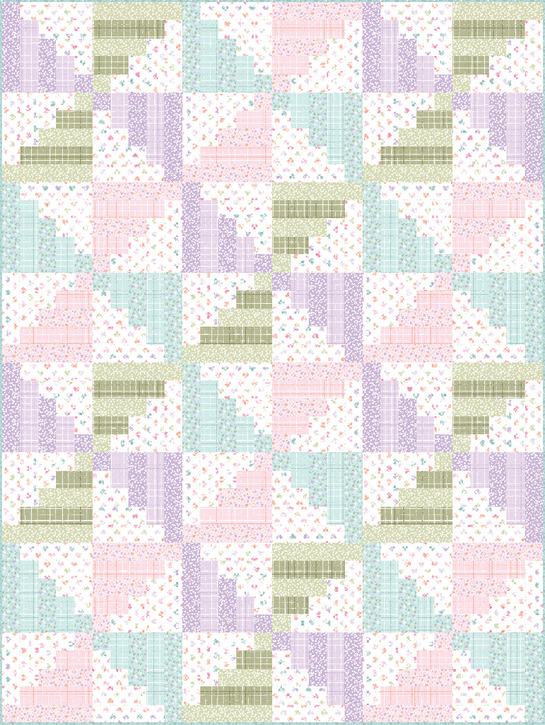 Hearts and Pastels Pieced Quilt Pattern