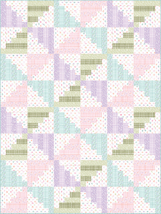 Hearts and Pastels Pieced Quilt Pattern