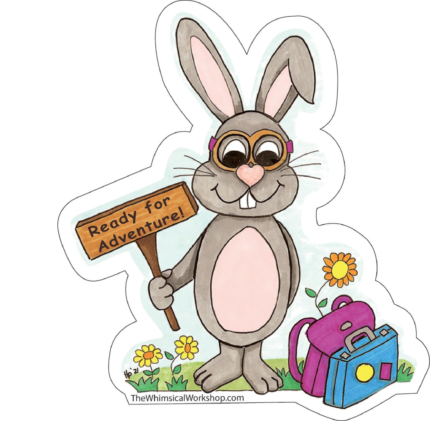Ready for Adventure Bunny Rabbit Vinyl Sticker